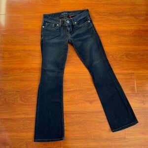 Authentic vintage 90s GUESS navy blue dark wash women's bootcut jeans